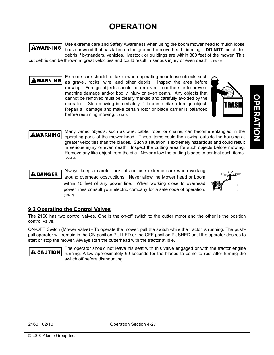 2 operating the control valves, Operating the control valves -28, Operation | Opera t ion | Servis-Rhino 2160 User Manual | Page 125 / 152