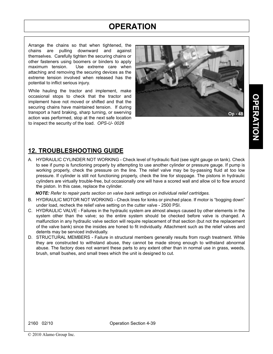 Troubleshooting guide, Troubleshooting guide -40, Operation | Opera t ion | Servis-Rhino 2160 User Manual | Page 137 / 152