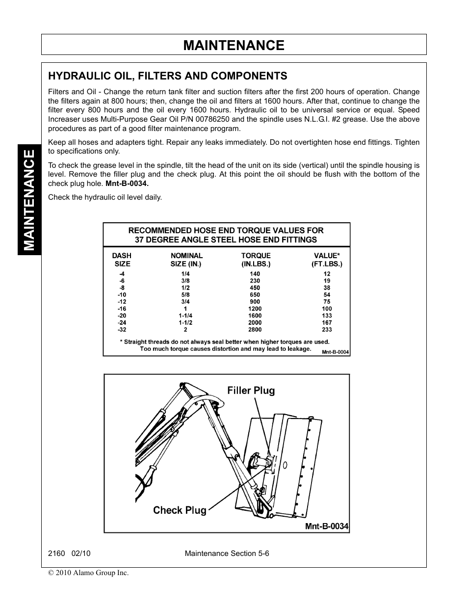 Hydraulic oil, filters and components, Maintenance | Servis-Rhino 2160 User Manual | Page 144 / 152