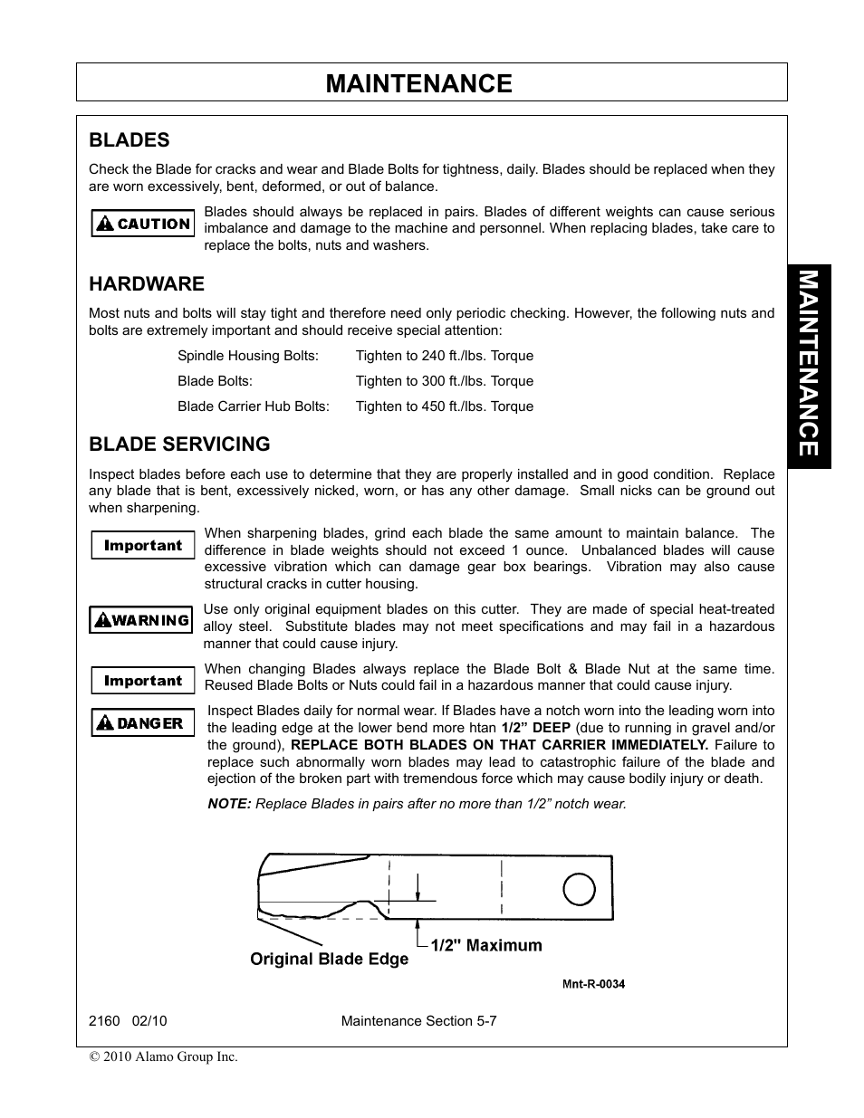 Blades, Hardware, Blade servicing | Maintenance | Servis-Rhino 2160 User Manual | Page 145 / 152