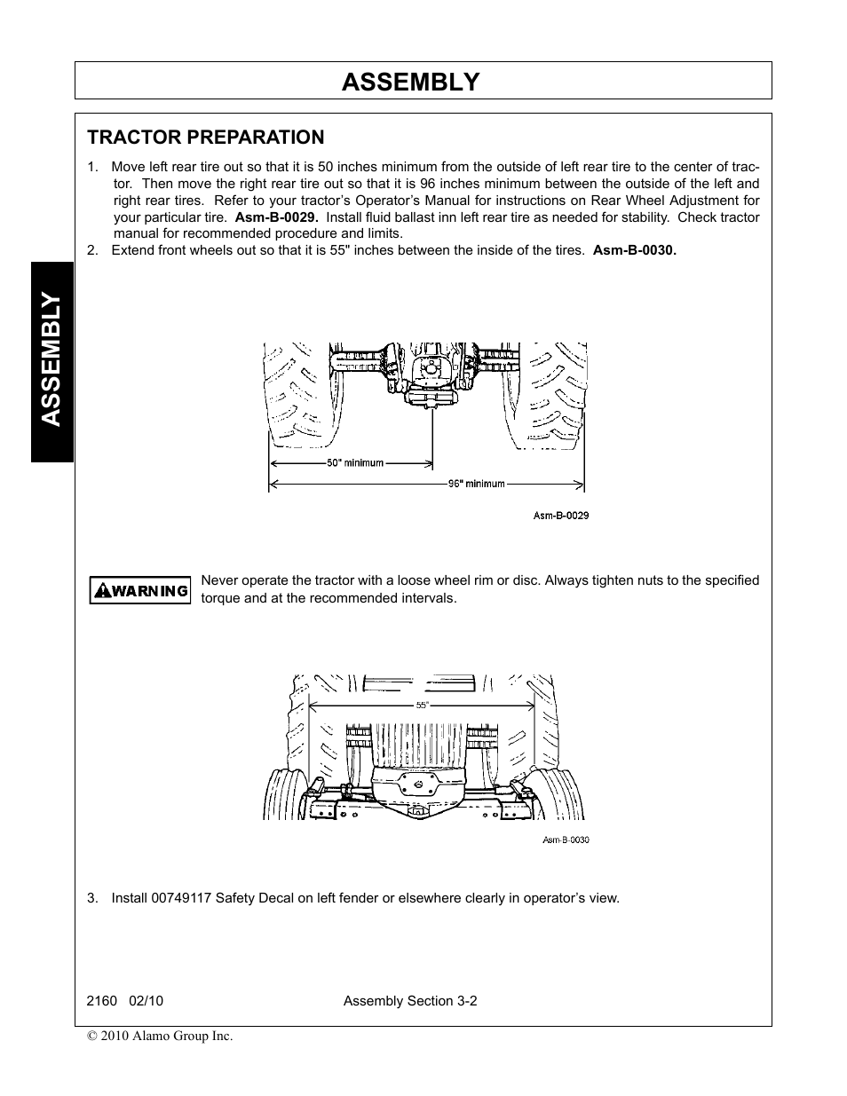 Tractor preparation, Tractor preparation -2, Assembly | Assembl y | Servis-Rhino 2160 User Manual | Page 84 / 152