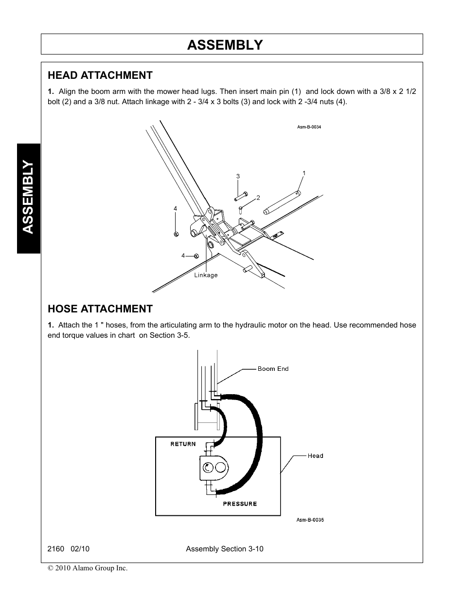 Head attachment, Hose attachment, Head attachment -10 hose attachment -10 | Assembly, Assembl y | Servis-Rhino 2160 User Manual | Page 92 / 152
