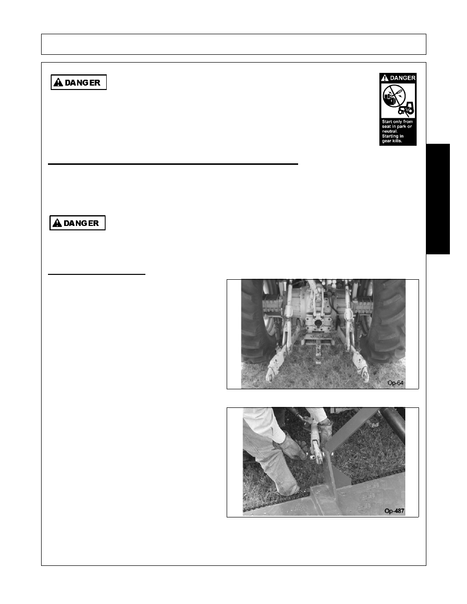 Connecting the mower to the tractor, 1 connecting mower, Turn off the tractor engine and dismount | Operation, Opera t ion | Servis-Rhino RHINO EC72 User Manual | Page 95 / 144