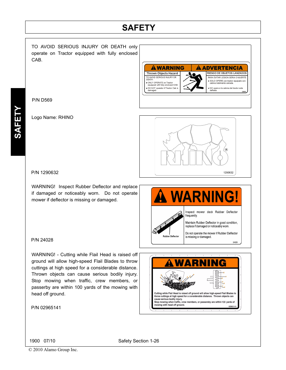 Safety | Servis-Rhino 1900 User Manual | Page 32 / 154