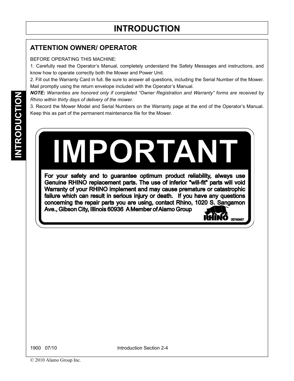 Introduction | Servis-Rhino 1900 User Manual | Page 84 / 154
