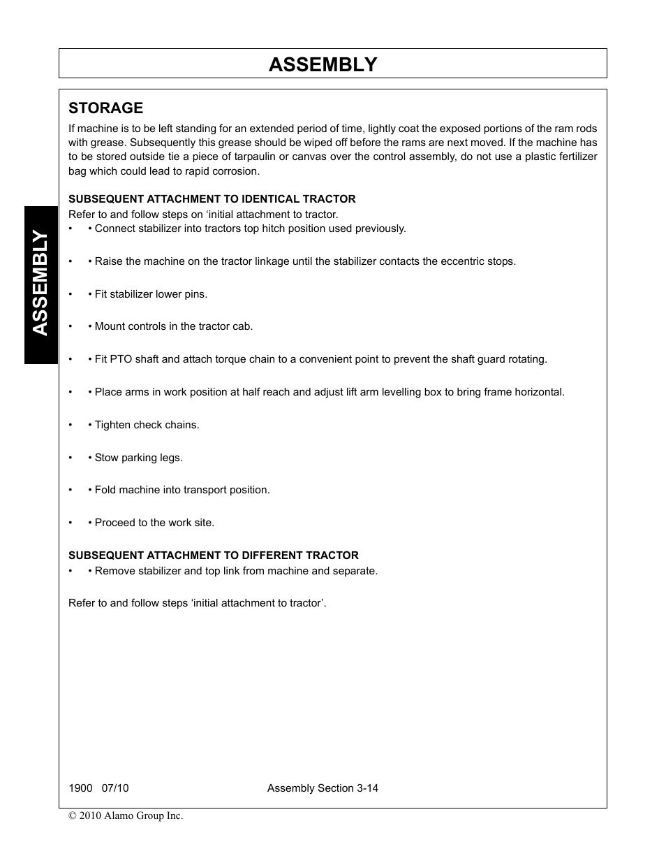 Storage, Storage -14, Assembly | Assembl y | Servis-Rhino 1900 User Manual | Page 98 / 154