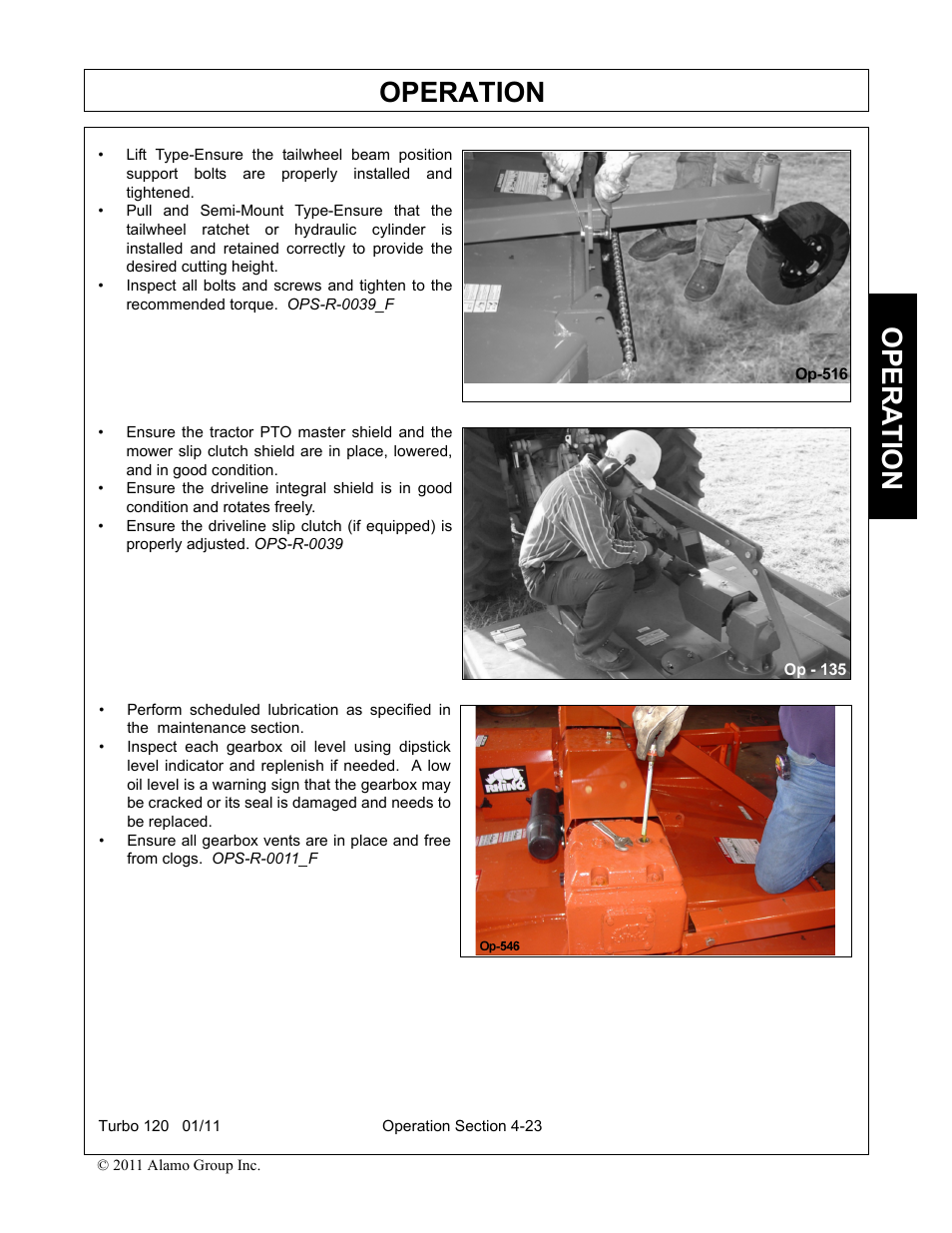 Operation, Opera t ion | Servis-Rhino TURBO120 User Manual | Page 133 / 202