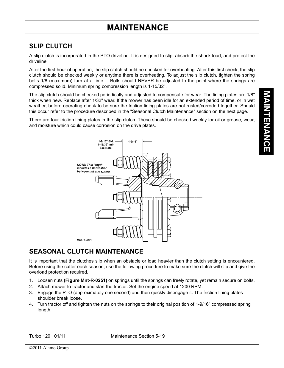 Slip clutch, Seasonal clutch maintenance, Slip clutch -19 seasonal clutch maintenance -19 | Maintenance | Servis-Rhino TURBO120 User Manual | Page 179 / 202