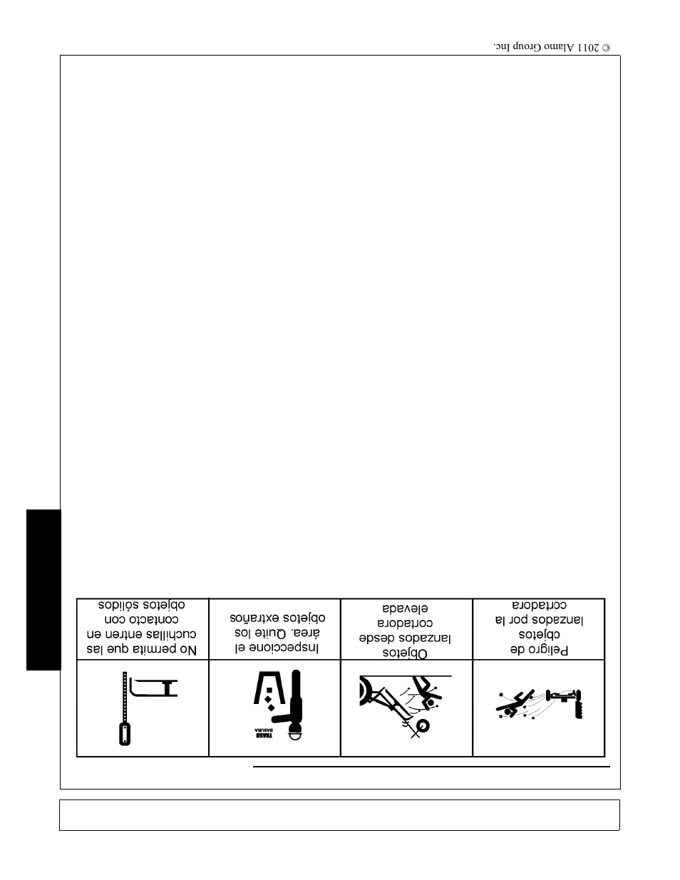 Seguridad, Riesgo de objectos lanzados continuado | Servis-Rhino TURBO120 User Manual | Page 190 / 202