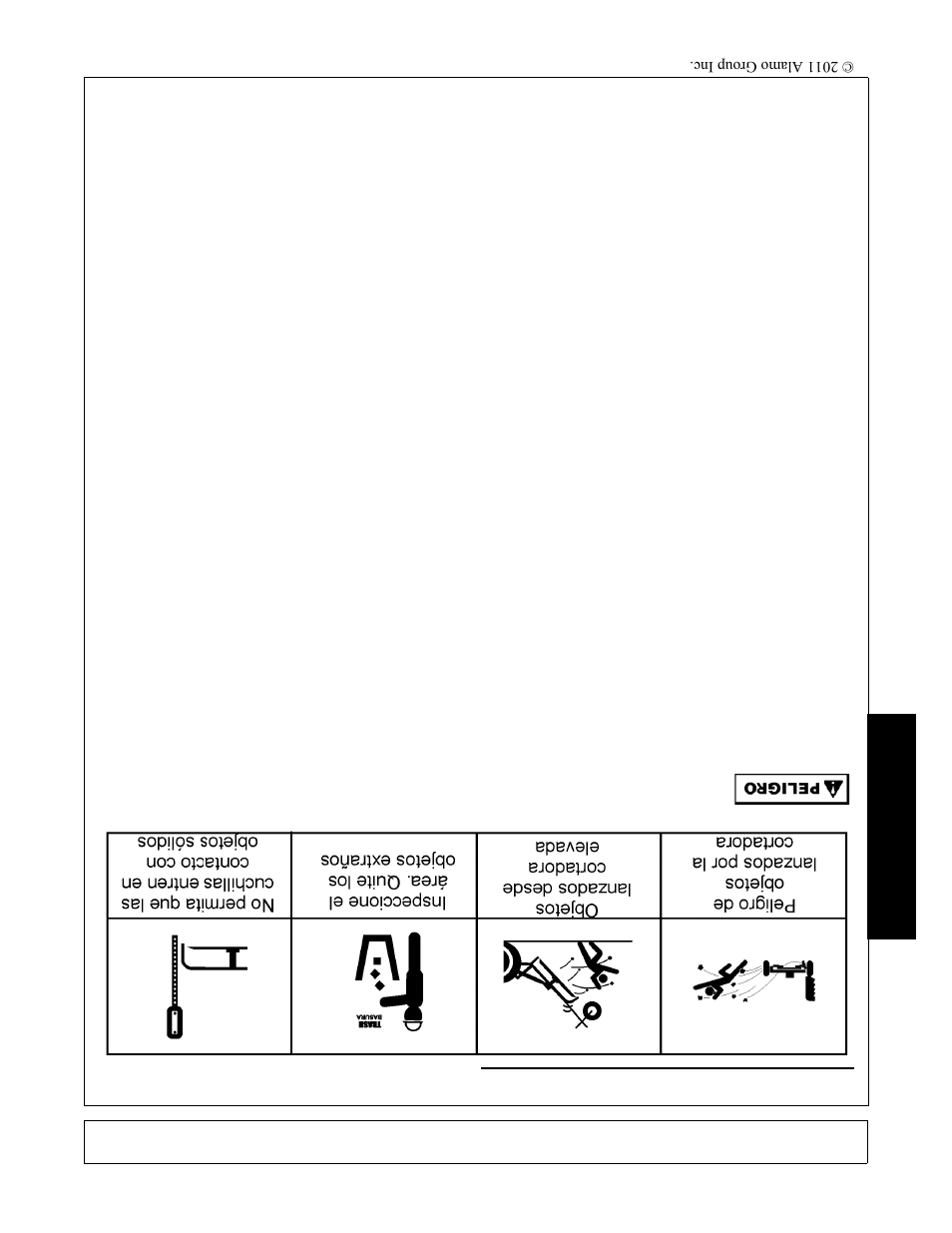 Seguridad, Riesgo de objectos lanzados | Servis-Rhino TURBO120 User Manual | Page 191 / 202