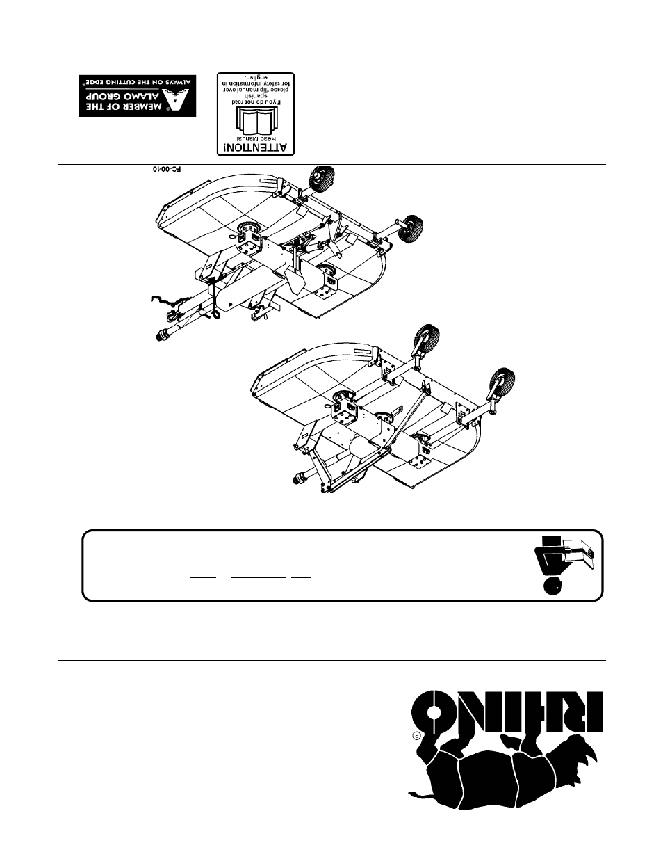 Turbo120, Manual de operador, Rhino | Servis-Rhino TURBO120 User Manual | Page 202 / 202