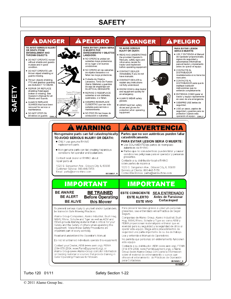 Safety | Servis-Rhino TURBO120 User Manual | Page 32 / 202