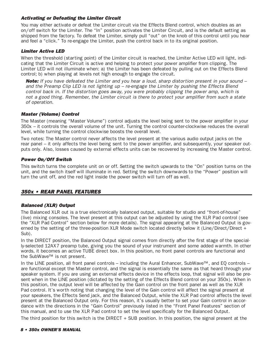 SWR Sound 350x User Manual | Page 10 / 20