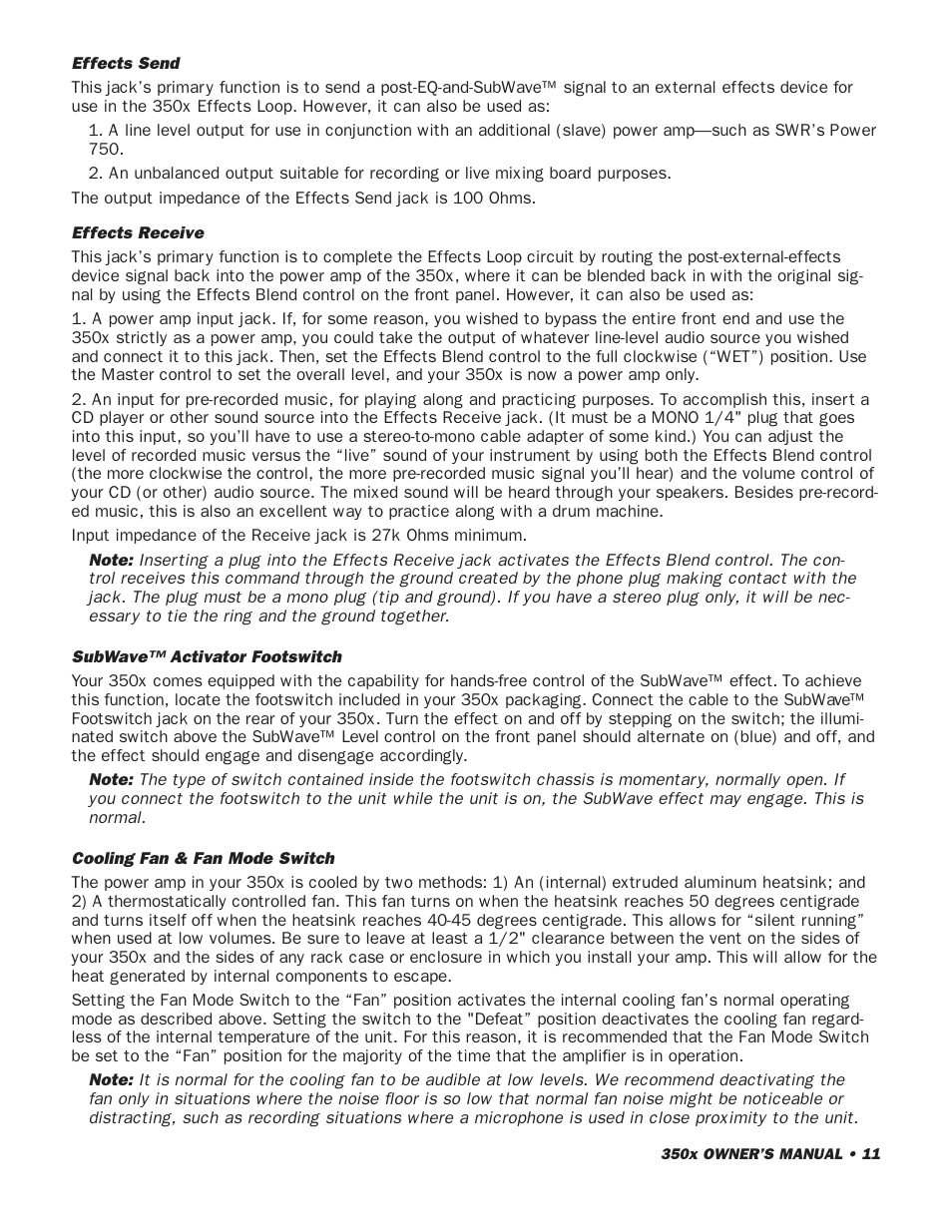 SWR Sound 350x User Manual | Page 13 / 20