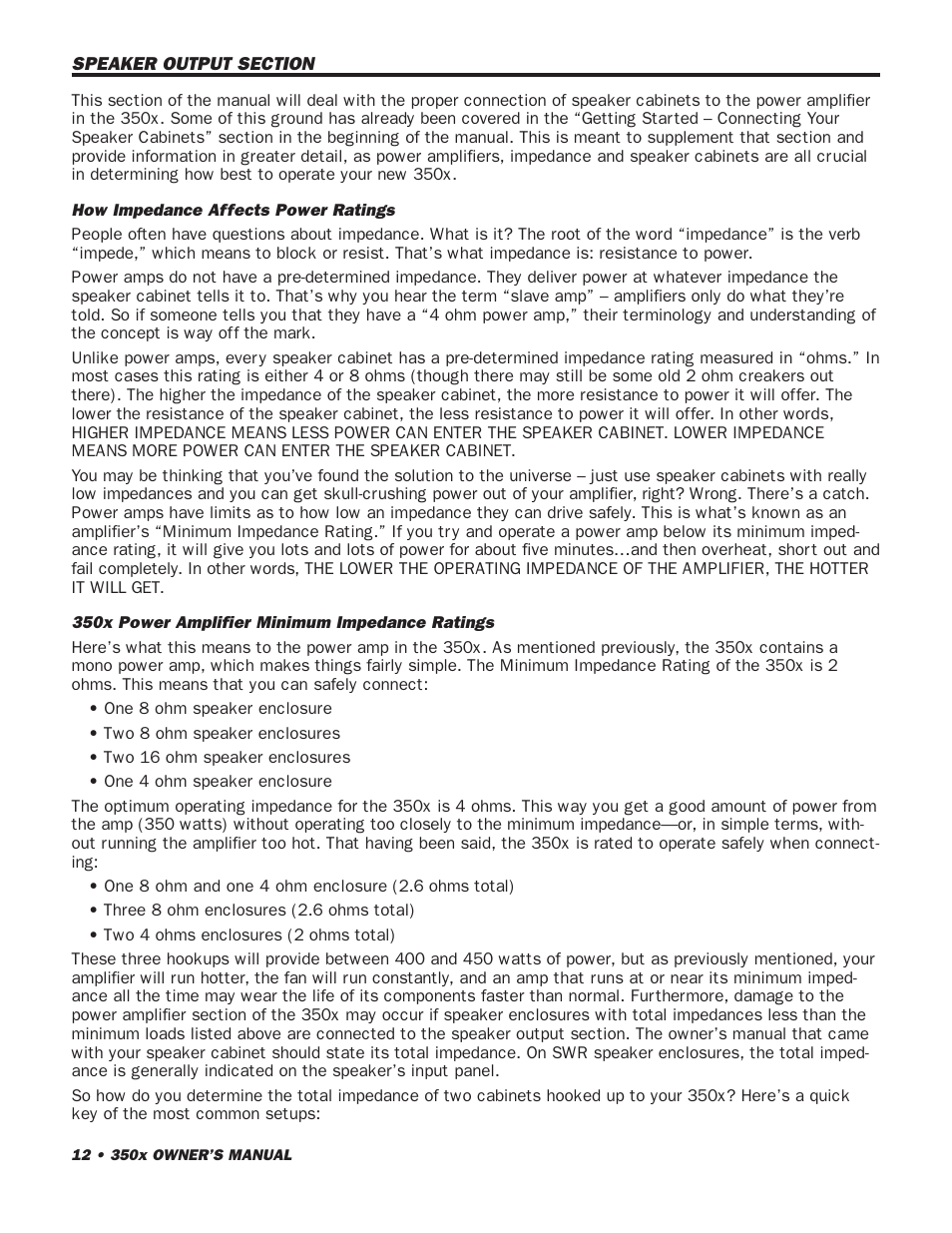 SWR Sound 350x User Manual | Page 14 / 20
