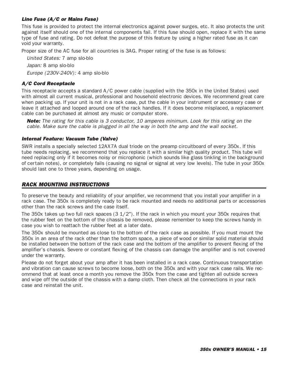SWR Sound 350x User Manual | Page 17 / 20
