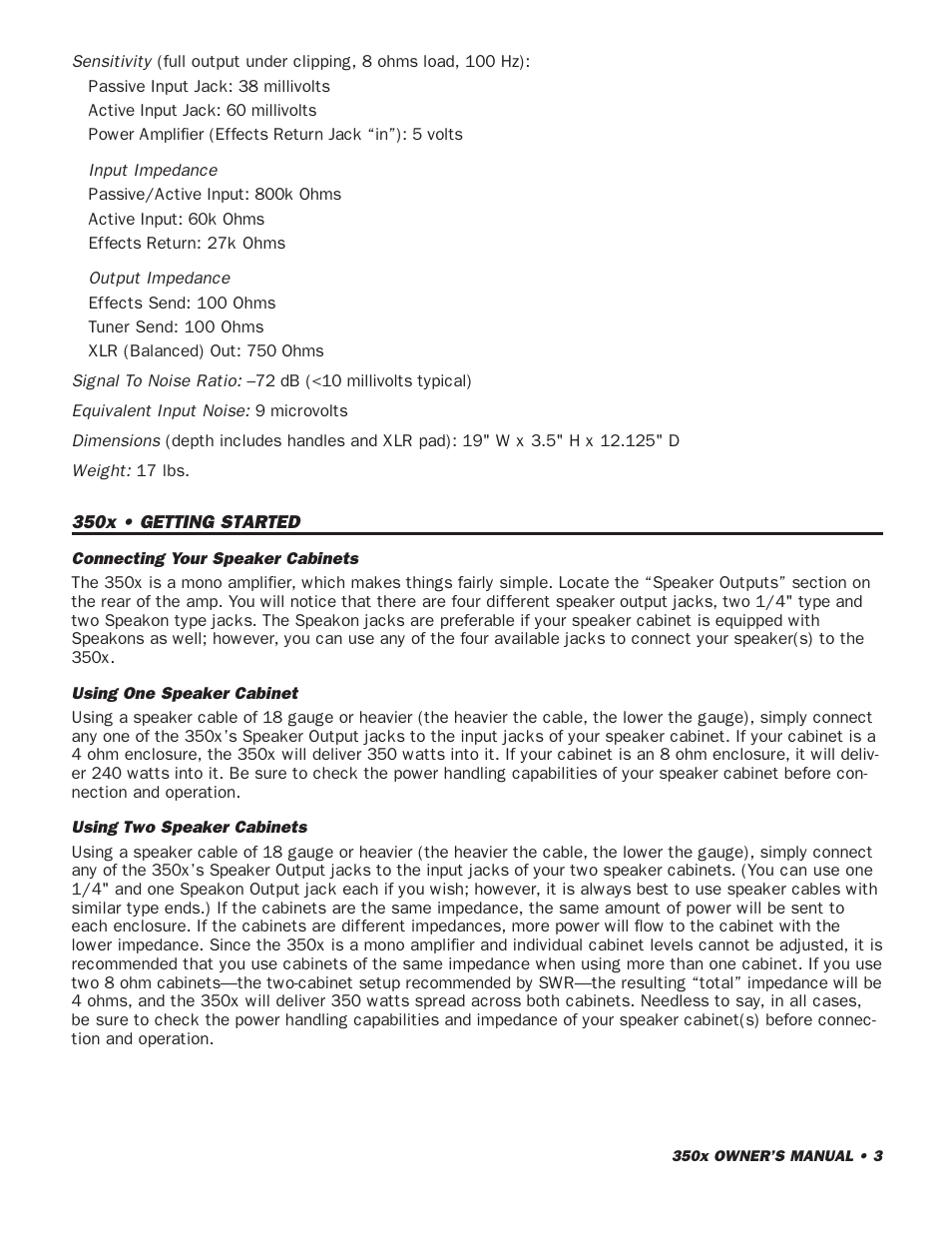SWR Sound 350x User Manual | Page 5 / 20