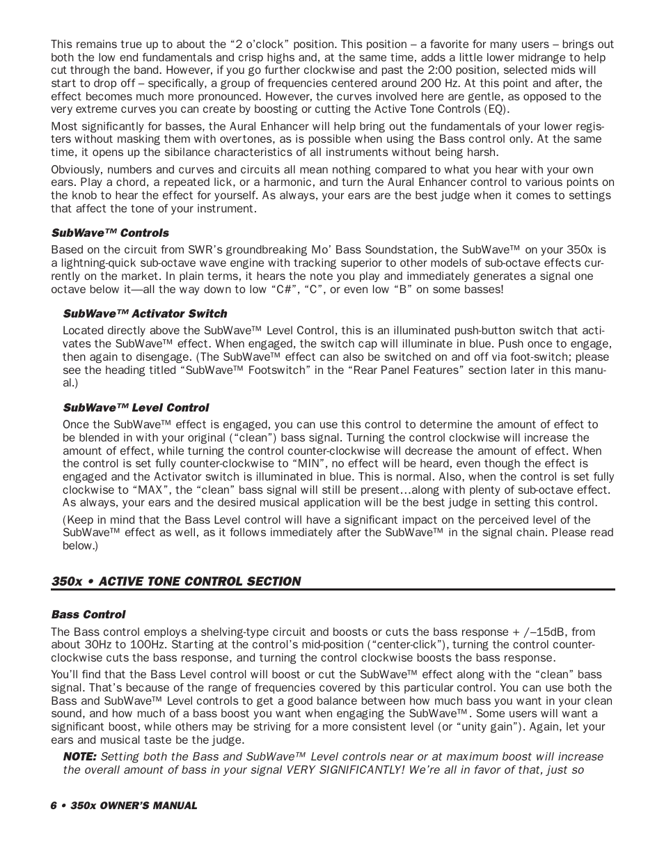 SWR Sound 350x User Manual | Page 8 / 20