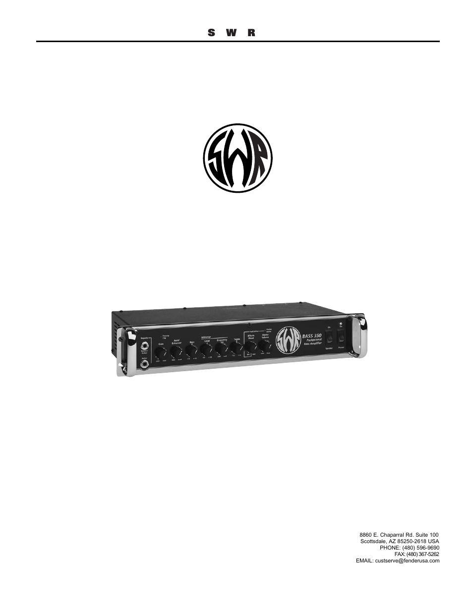 SWR Sound BASS 350 User Manual | 12 pages