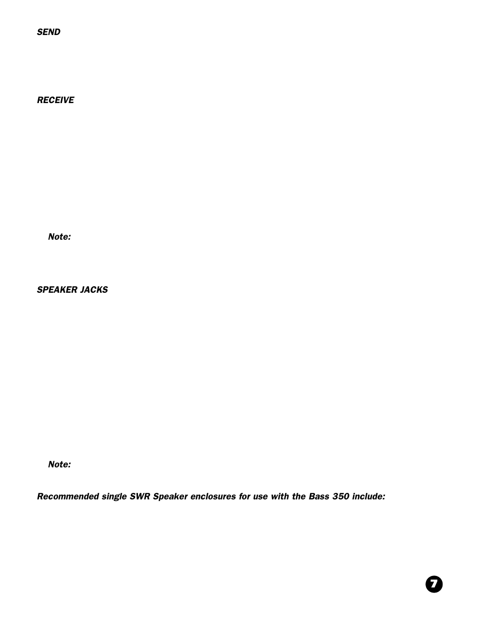SWR Sound BASS 350 User Manual | Page 9 / 12