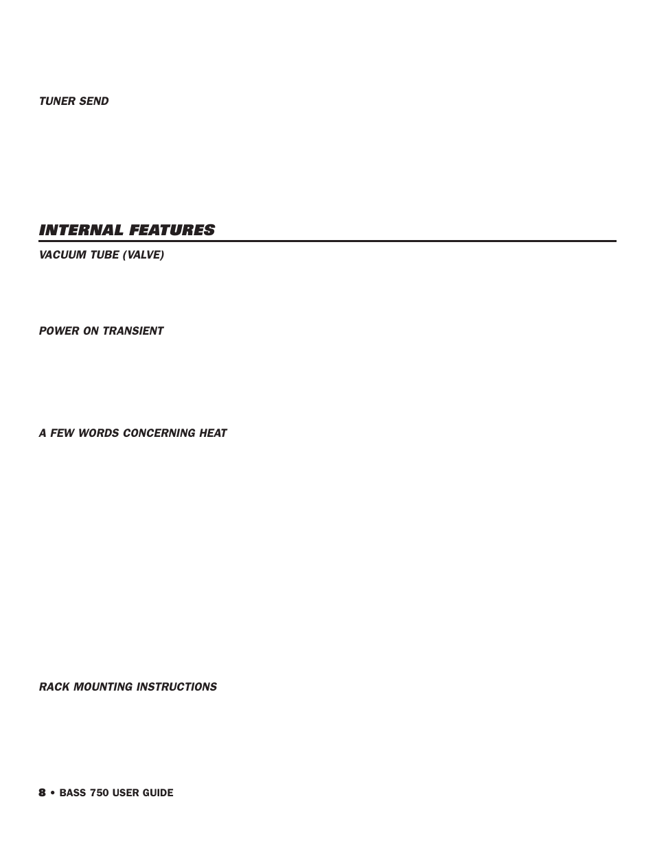 Internal features | SWR Sound 750 User Manual | Page 10 / 12