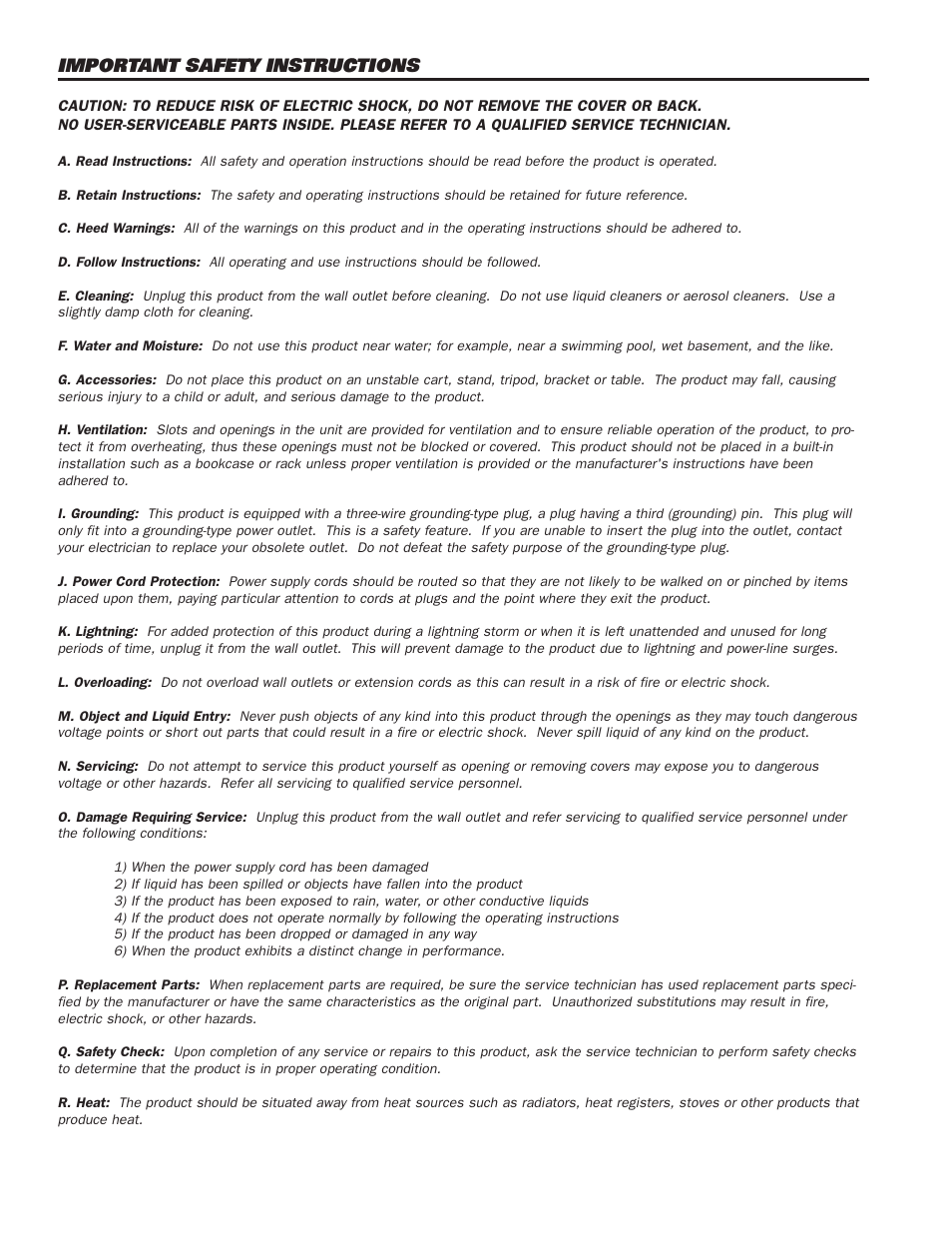 Important safety instructions | SWR Sound 750 User Manual | Page 2 / 12