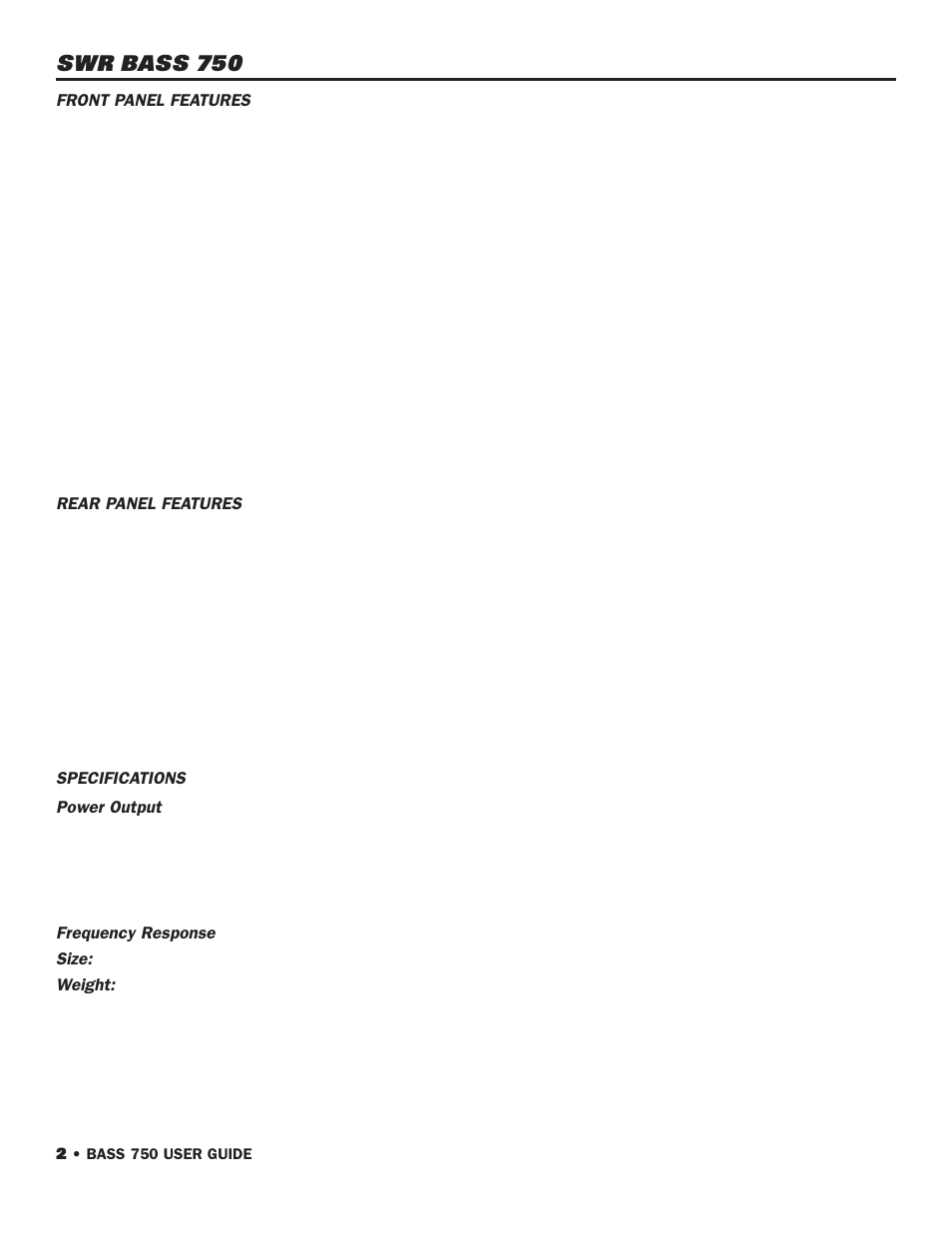 Swr bass 750 | SWR Sound 750 User Manual | Page 4 / 12