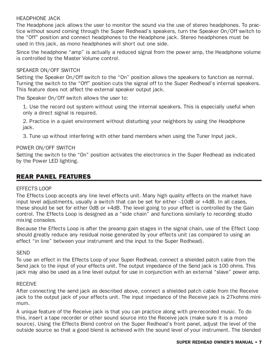 SWR Sound Super Redhead User Manual | Page 9 / 16