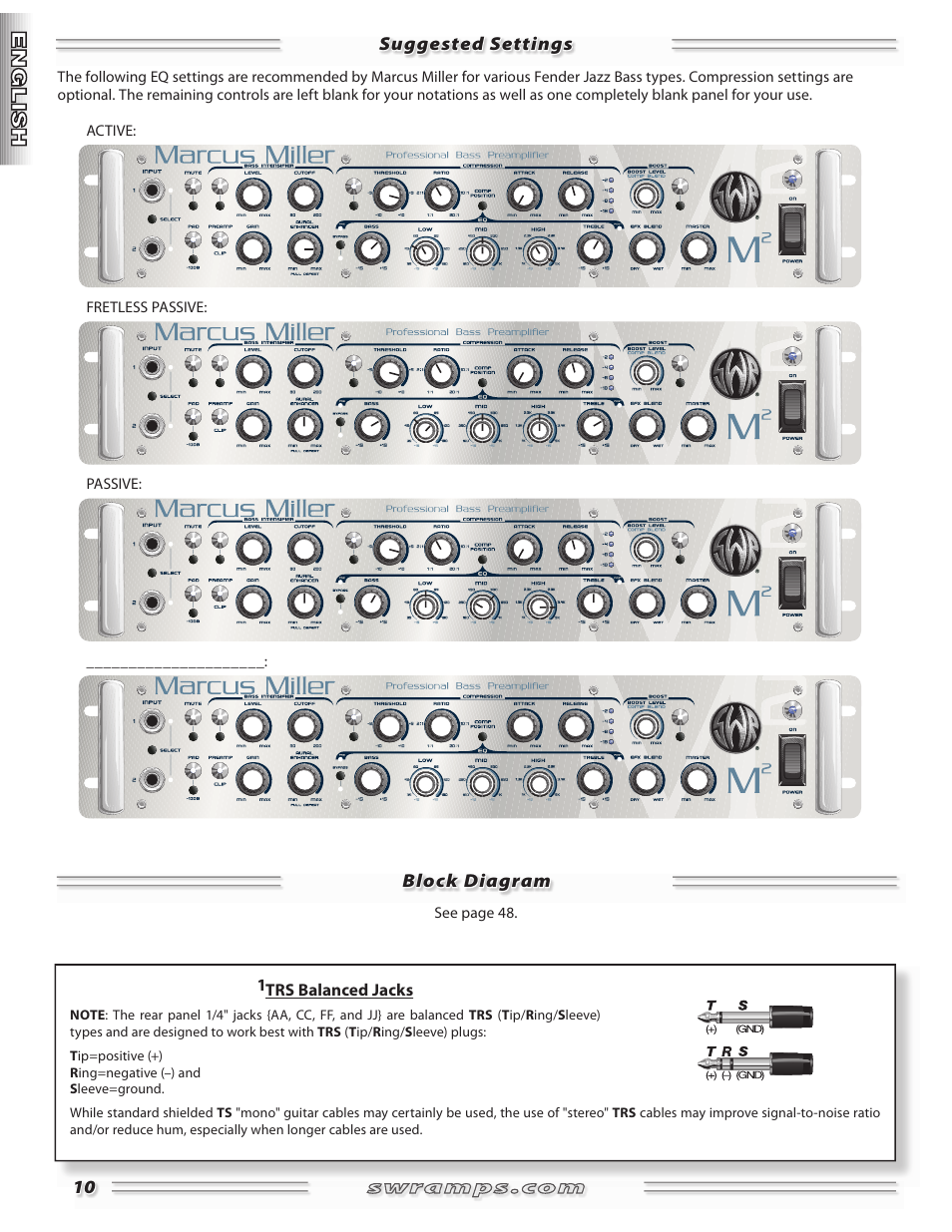 SWR Sound Professional Bass Preamplifier Marcus Miller User Manual | Page 10 / 52