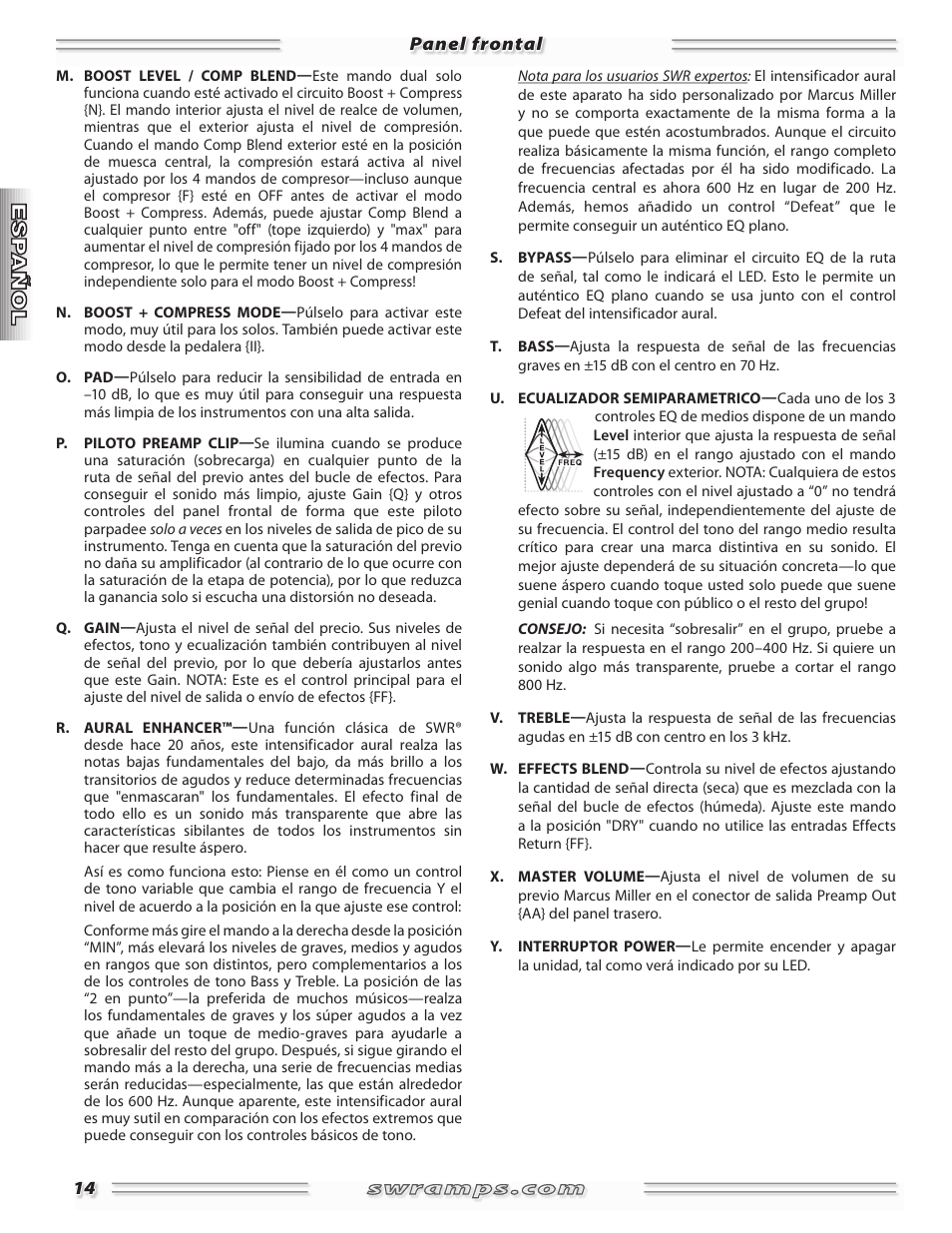 SWR Sound Professional Bass Preamplifier Marcus Miller User Manual | Page 14 / 52