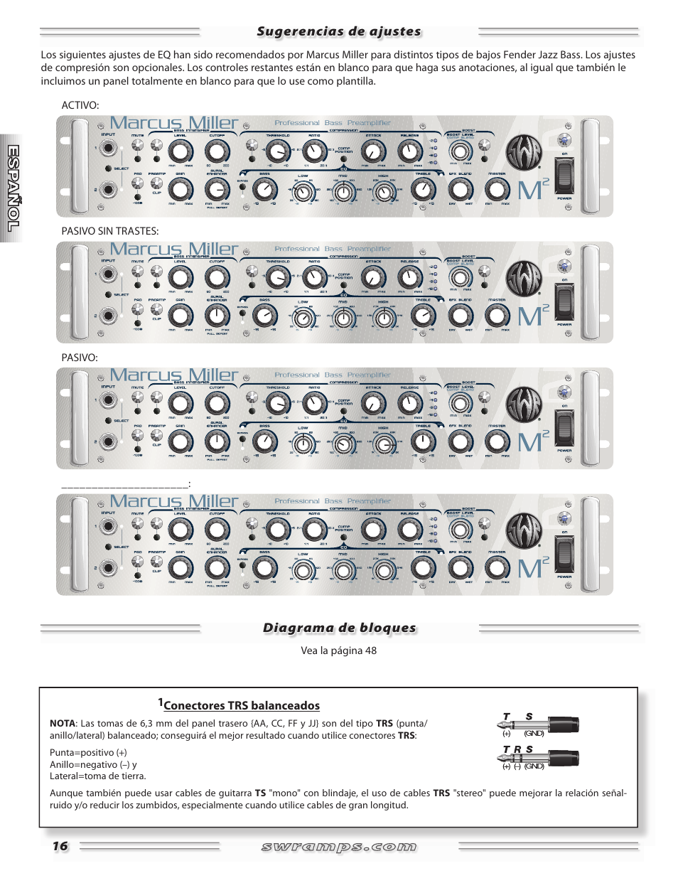 SWR Sound Professional Bass Preamplifier Marcus Miller User Manual | Page 16 / 52