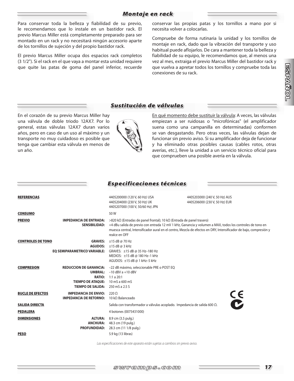 SWR Sound Professional Bass Preamplifier Marcus Miller User Manual | Page 17 / 52