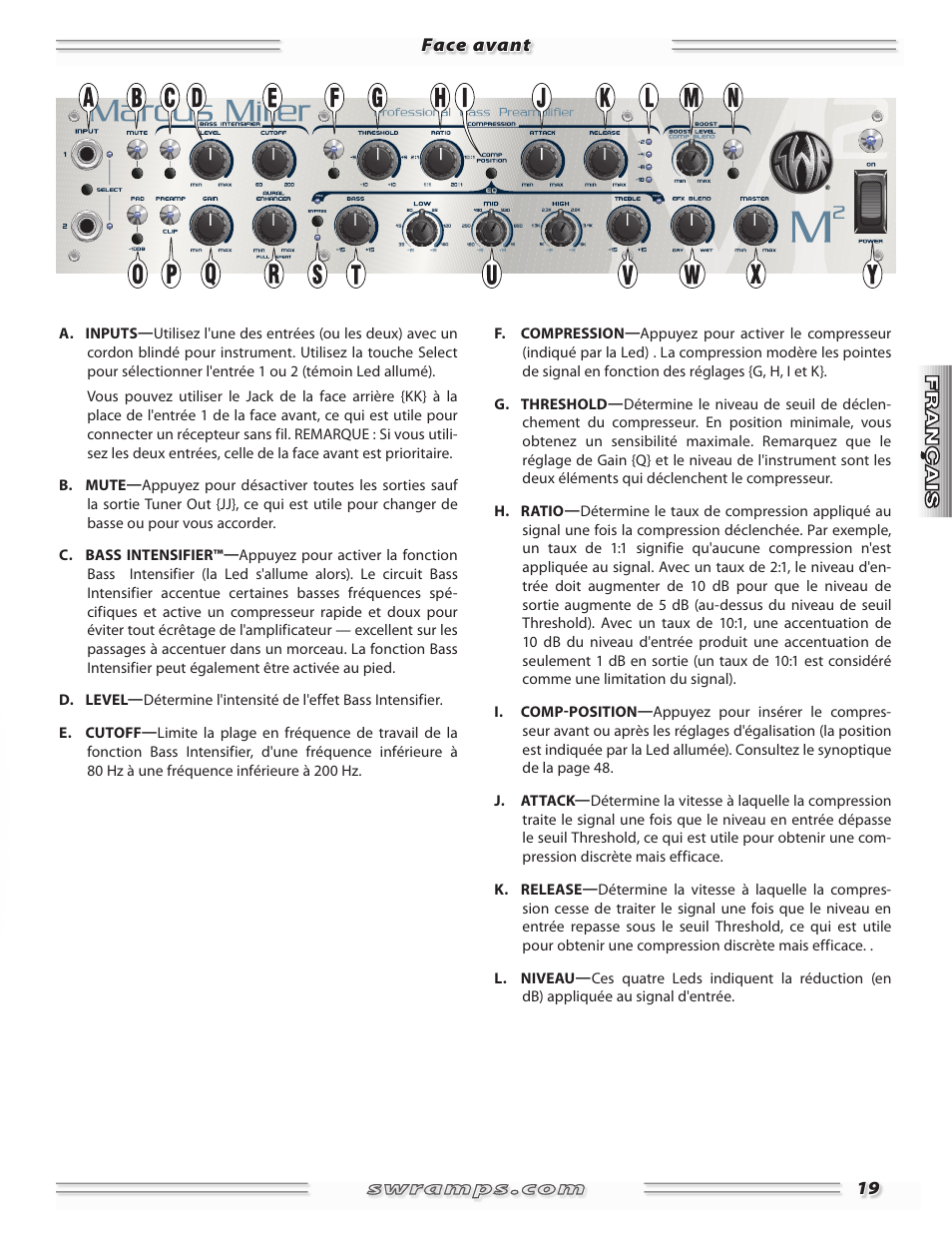 SWR Sound Professional Bass Preamplifier Marcus Miller User Manual | Page 19 / 52