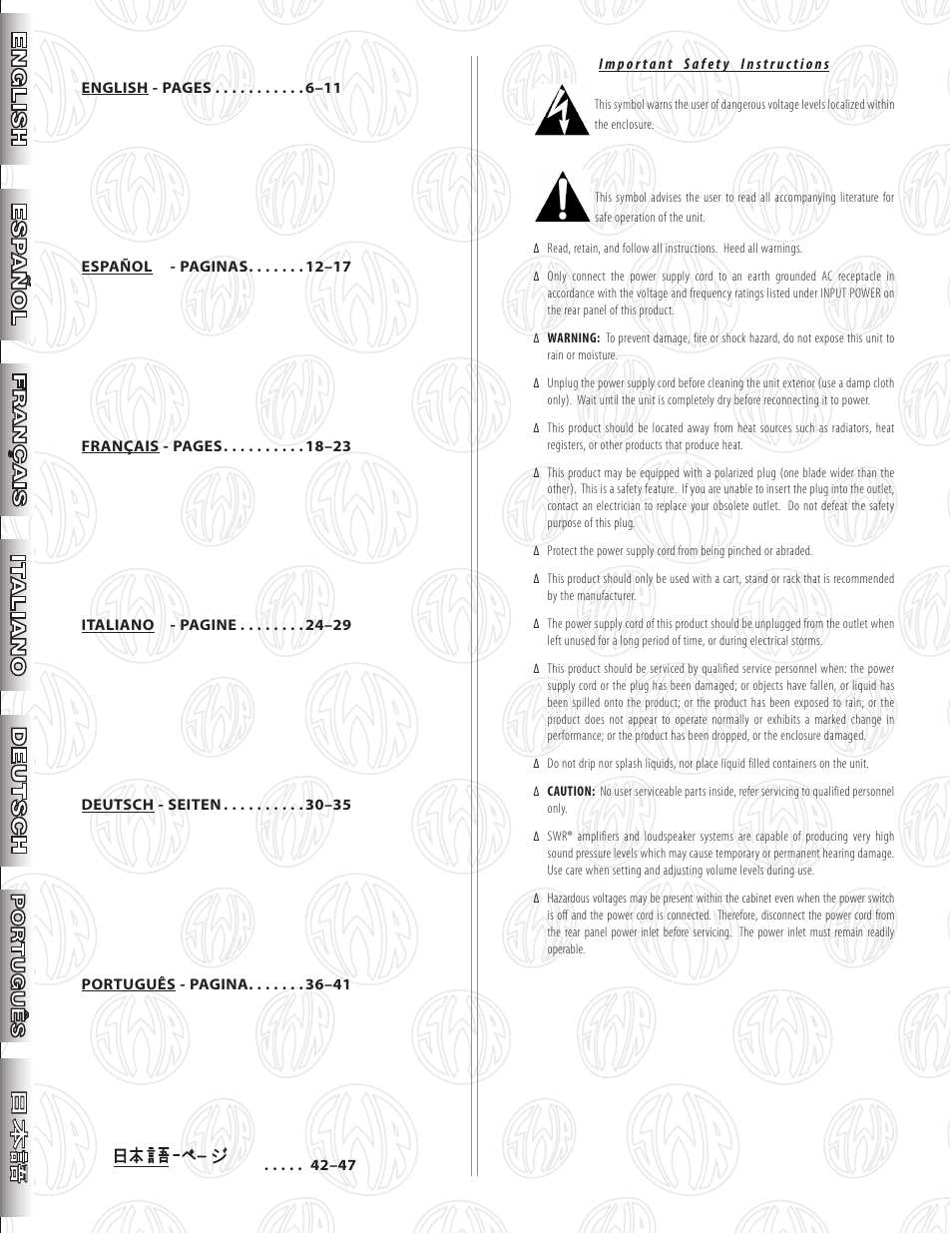 SWR Sound Professional Bass Preamplifier Marcus Miller User Manual | Page 2 / 52