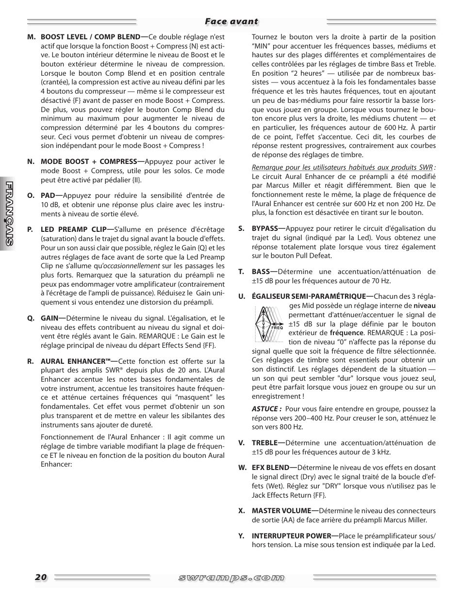 SWR Sound Professional Bass Preamplifier Marcus Miller User Manual | Page 20 / 52