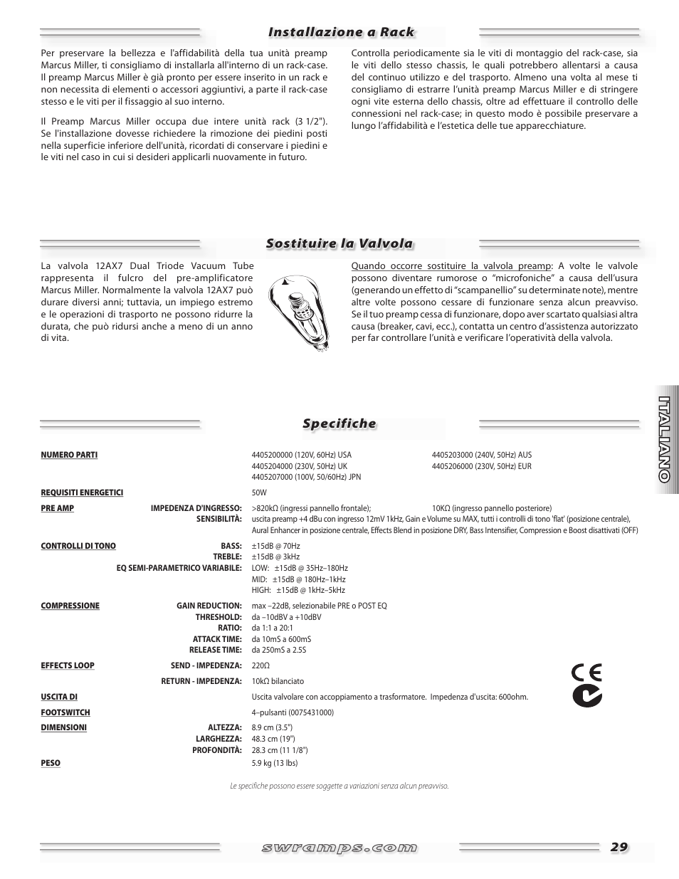 SWR Sound Professional Bass Preamplifier Marcus Miller User Manual | Page 29 / 52