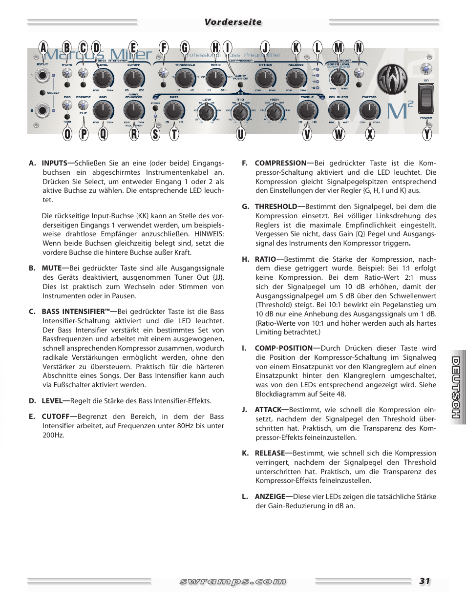 SWR Sound Professional Bass Preamplifier Marcus Miller User Manual | Page 31 / 52