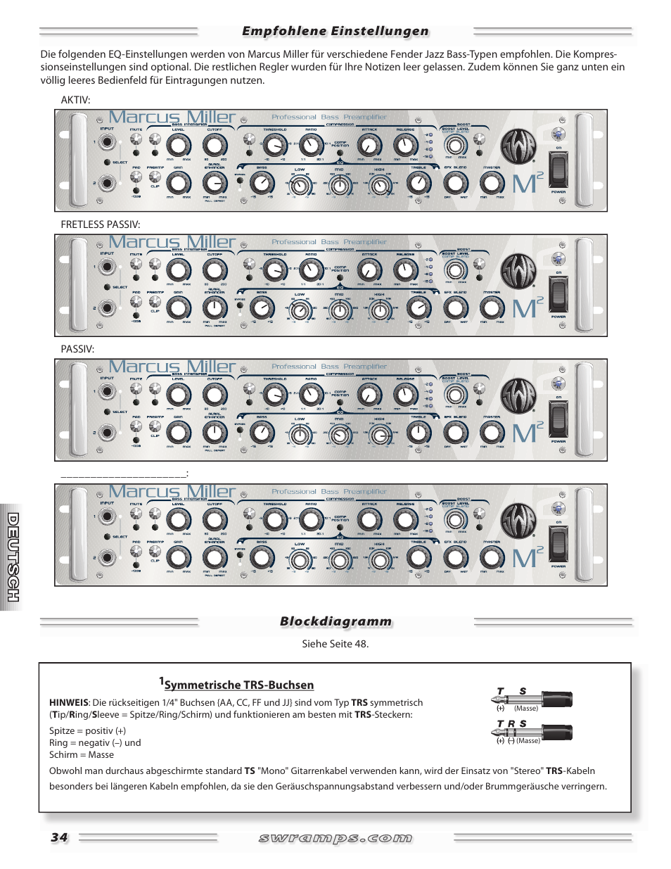 SWR Sound Professional Bass Preamplifier Marcus Miller User Manual | Page 34 / 52