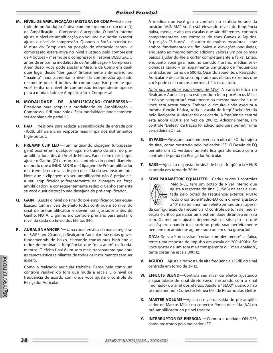 Painel frontal | SWR Sound Professional Bass Preamplifier Marcus Miller User Manual | Page 38 / 52