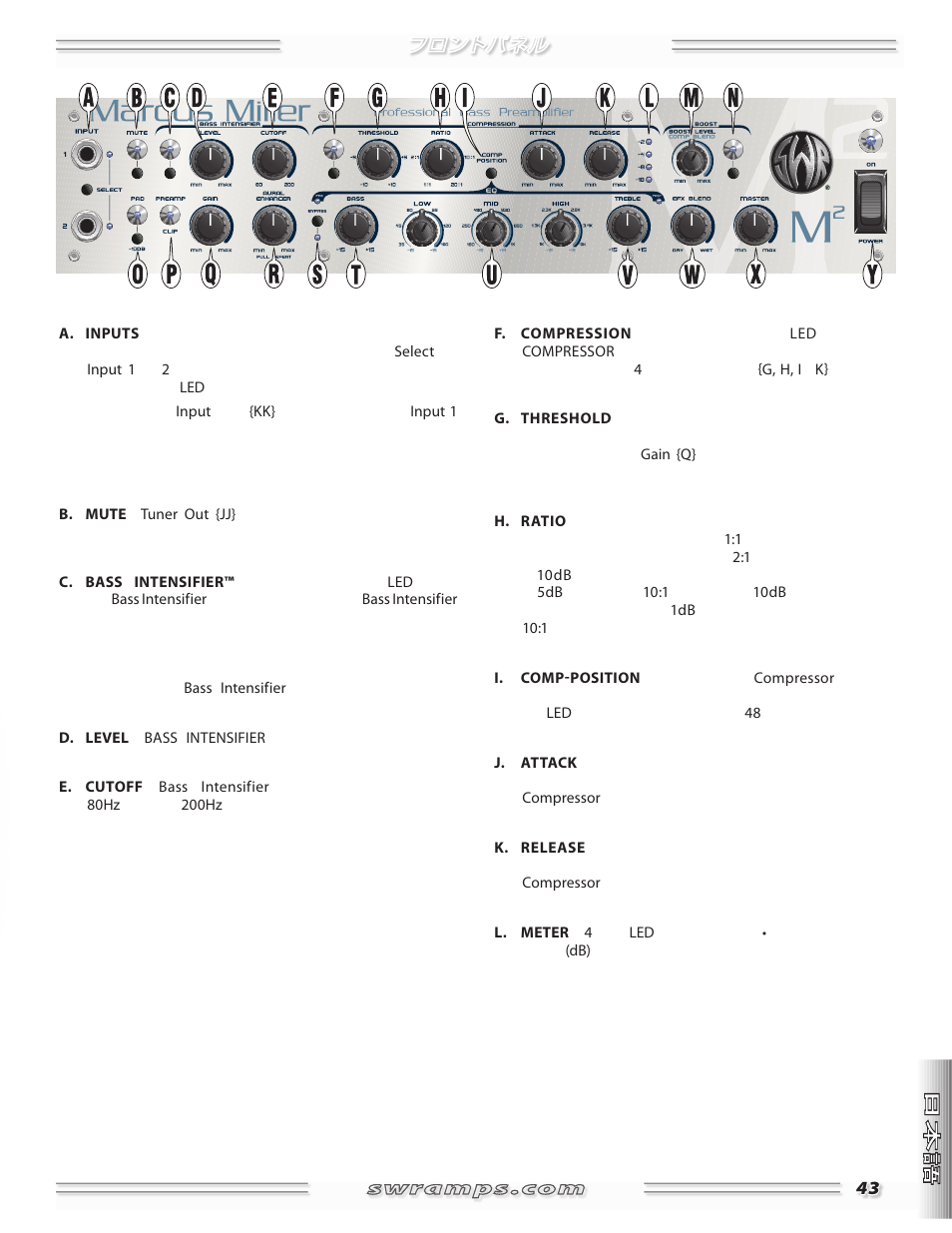 SWR Sound Professional Bass Preamplifier Marcus Miller User Manual | Page 43 / 52