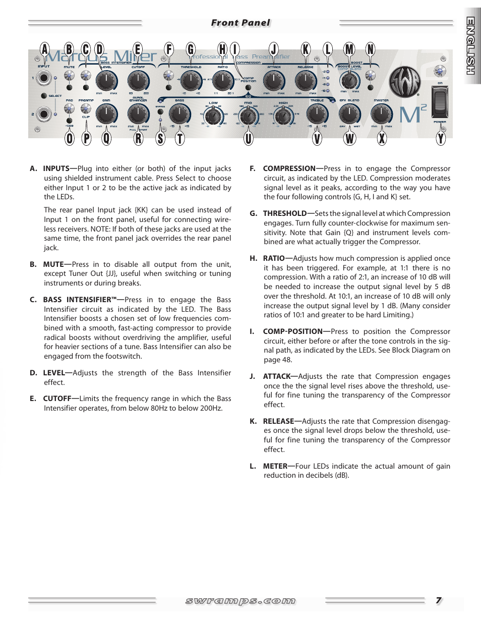 SWR Sound Professional Bass Preamplifier Marcus Miller User Manual | Page 7 / 52