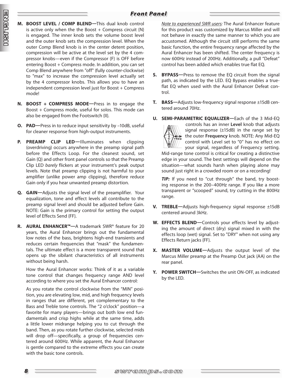 SWR Sound Professional Bass Preamplifier Marcus Miller User Manual | Page 8 / 52