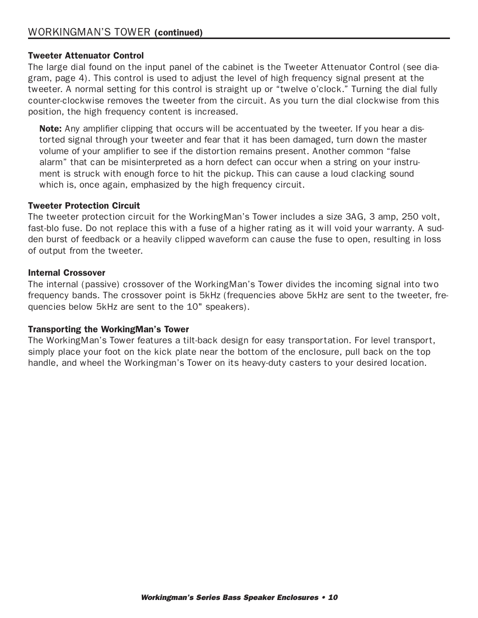 SWR Sound 2X10T User Manual | Page 11 / 16