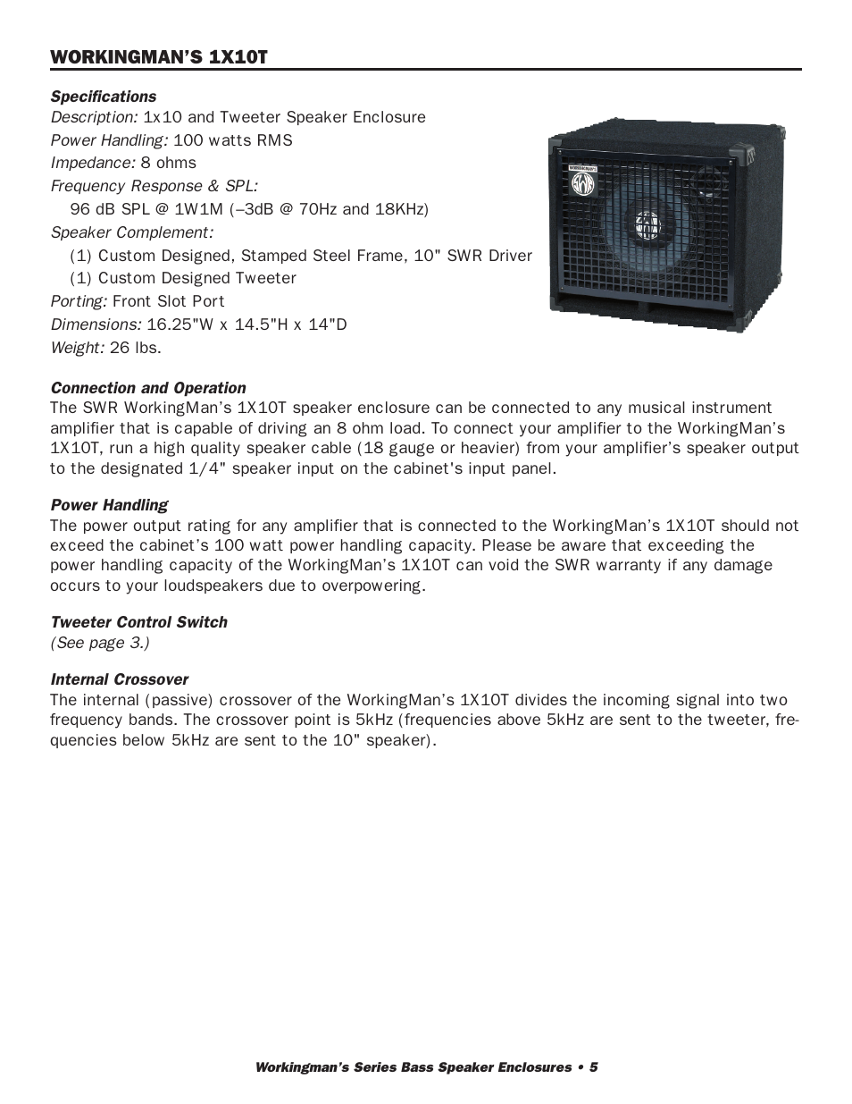 SWR Sound 2X10T User Manual | Page 6 / 16