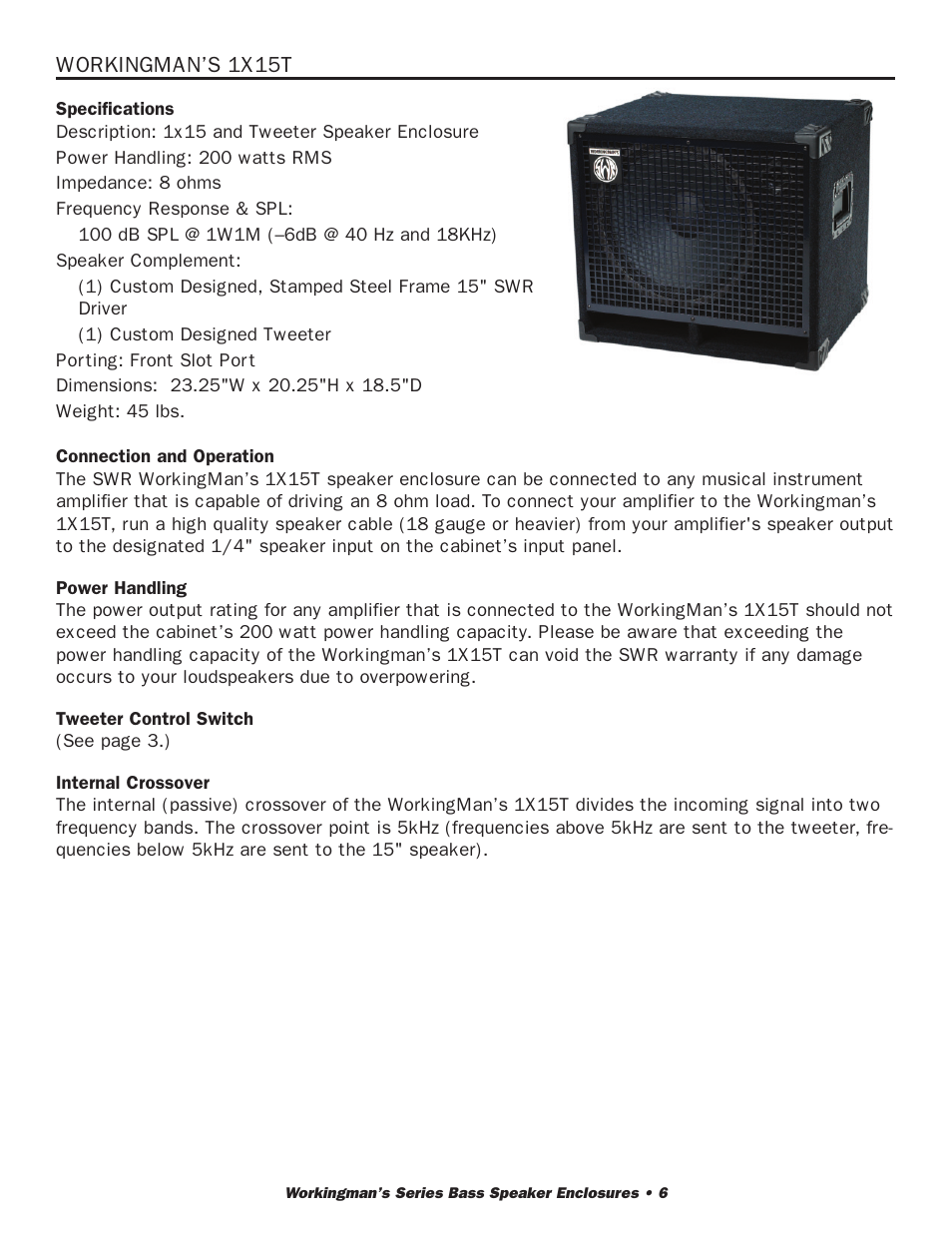 SWR Sound 2X10T User Manual | Page 7 / 16