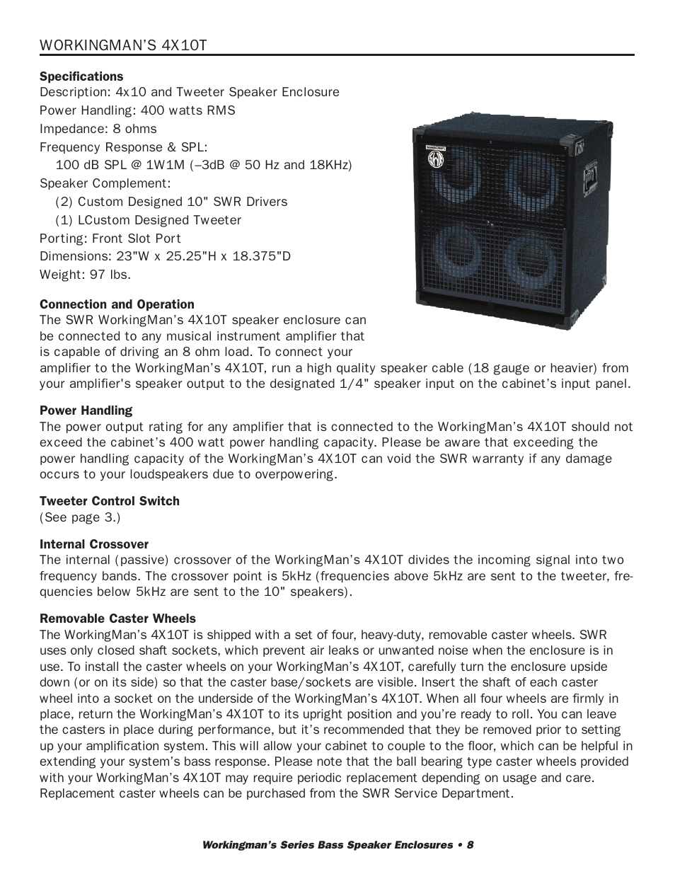 SWR Sound 2X10T User Manual | Page 9 / 16