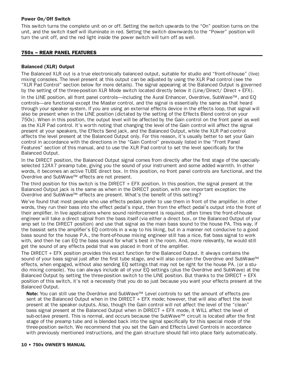 SWR Sound 750x User Manual | Page 12 / 20