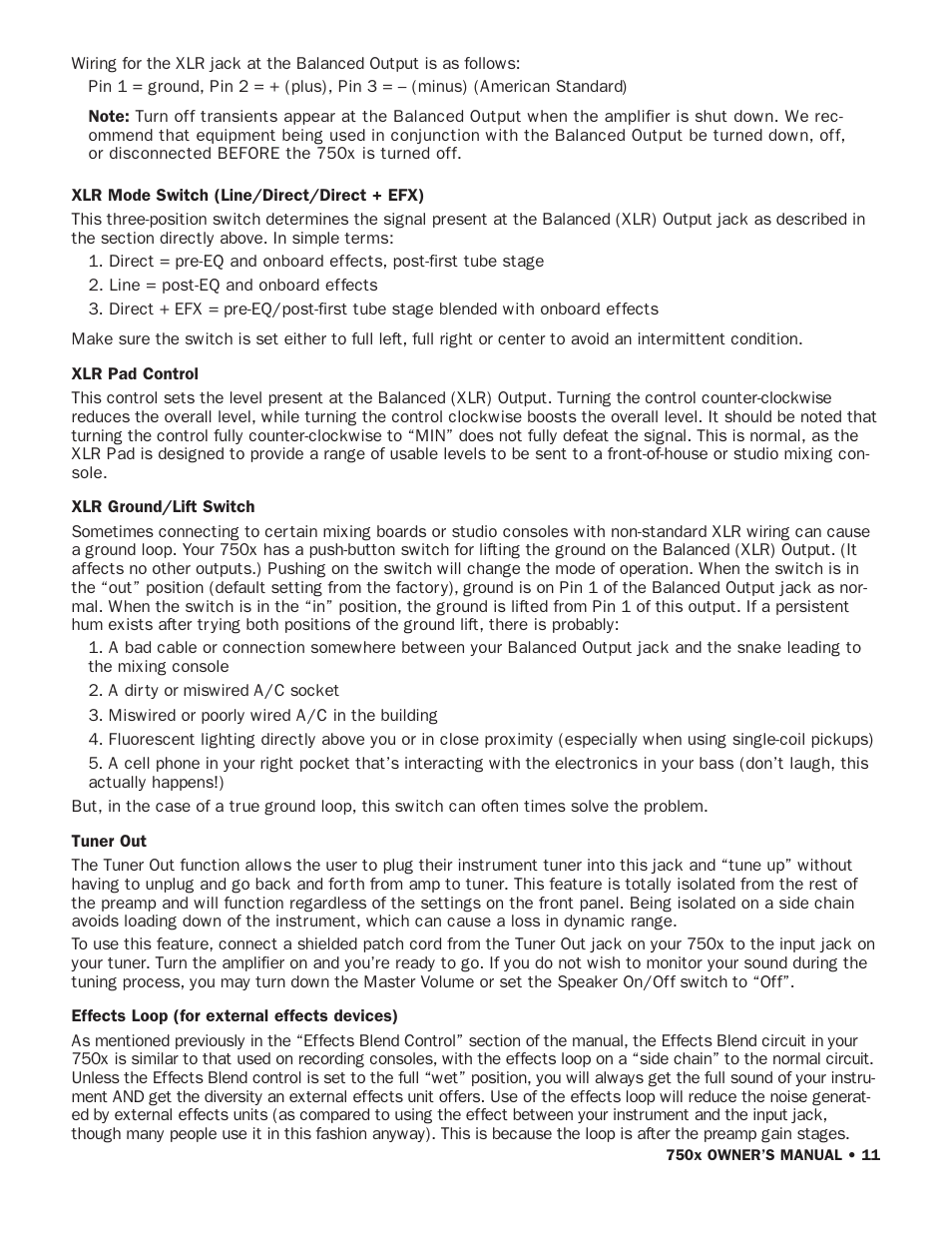 SWR Sound 750x User Manual | Page 13 / 20