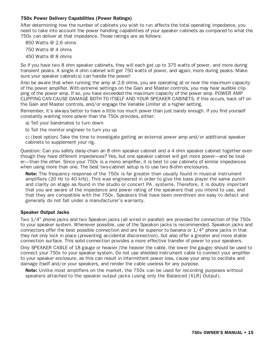 SWR Sound 750x User Manual | Page 17 / 20