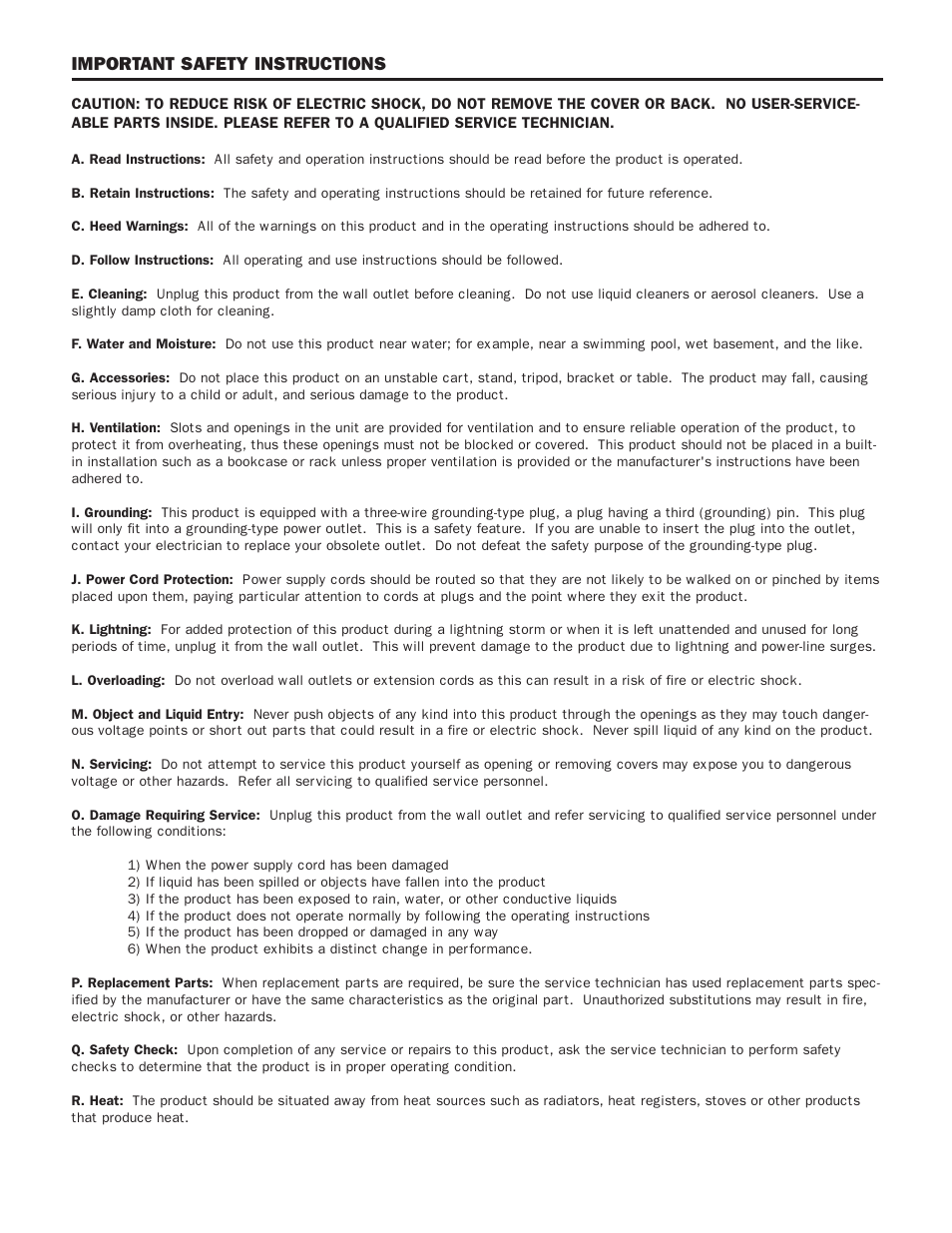 Important safety instructions | SWR Sound 750x User Manual | Page 2 / 20